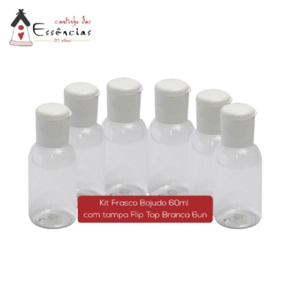 Kit Frasco Bojudo 60ml c/ tp flip top branca 6und