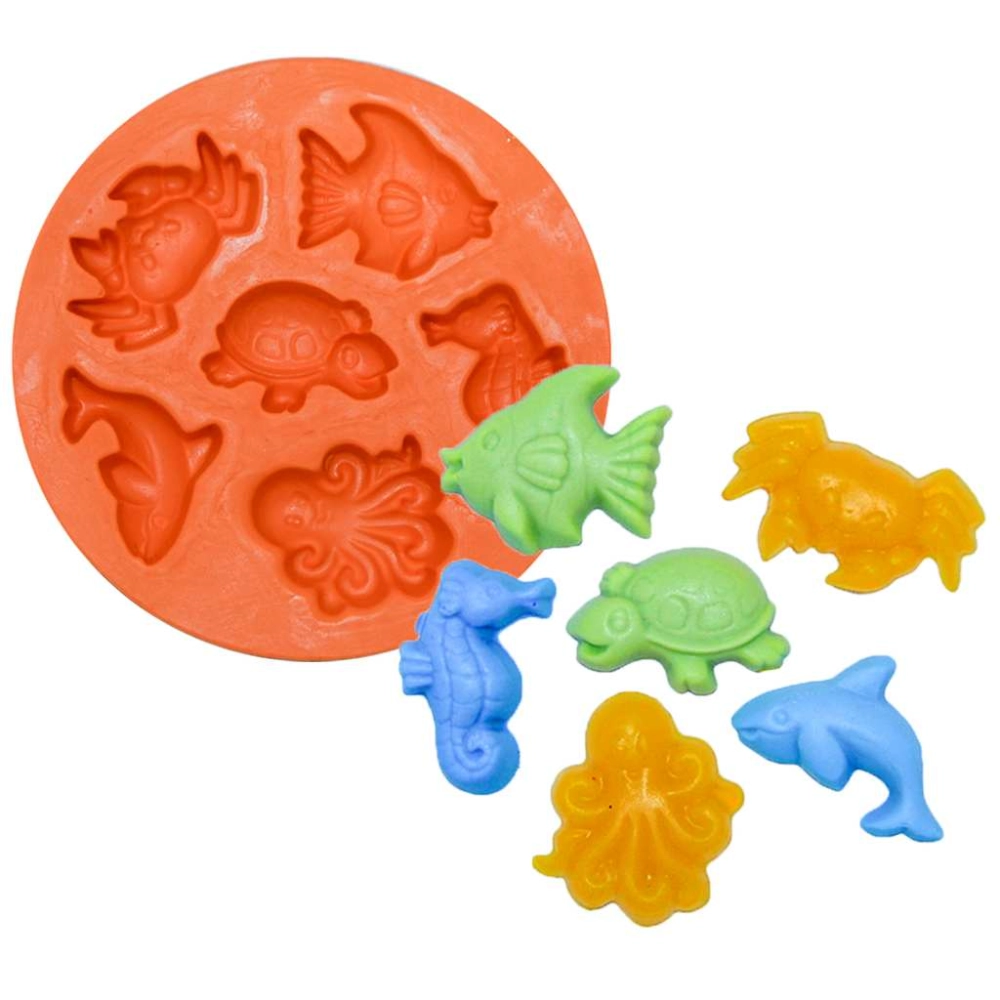 Molde De Silicone Bichinhos Do Mar 6 Cavidades