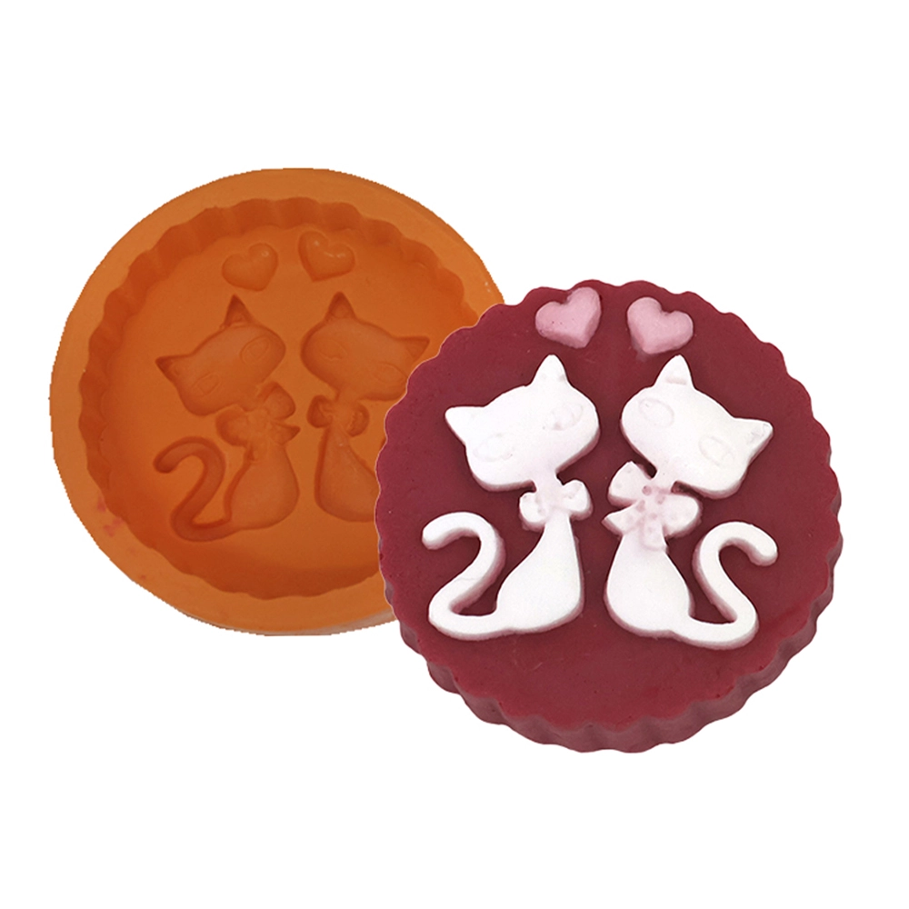 Molde De Silicone Casal De Gatos Love