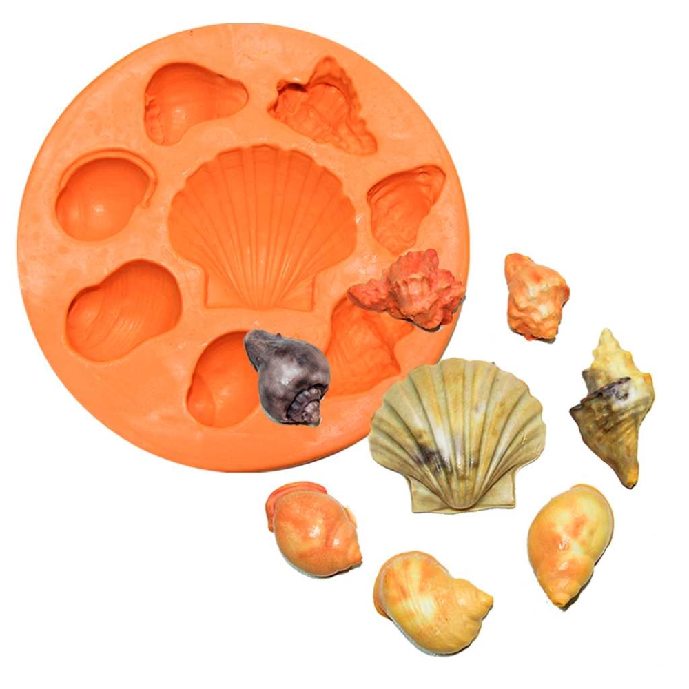 Molde De Silicone Conchas Do Mar C/ 8 Cav