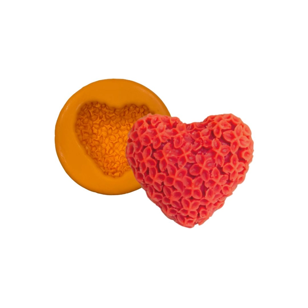 Molde De Silicone Coração Flores P