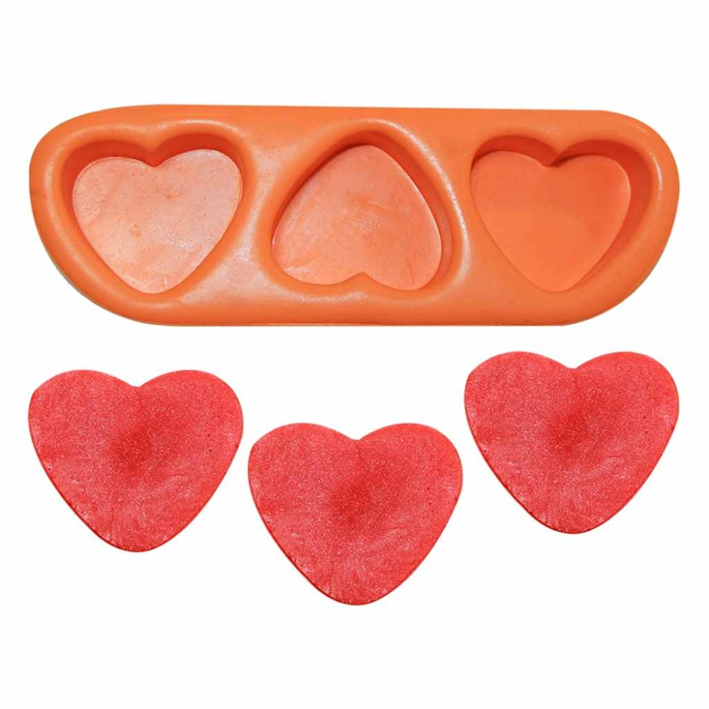 Molde De Silicone Coração Reto 3 Cavidades