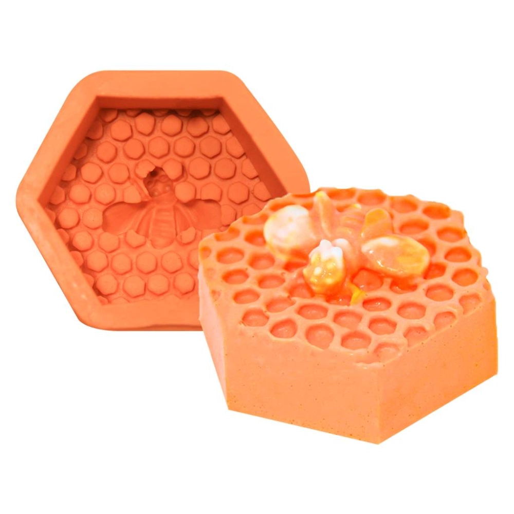 Molde De Silicone Favo De Mel Com Abelha Tam G
