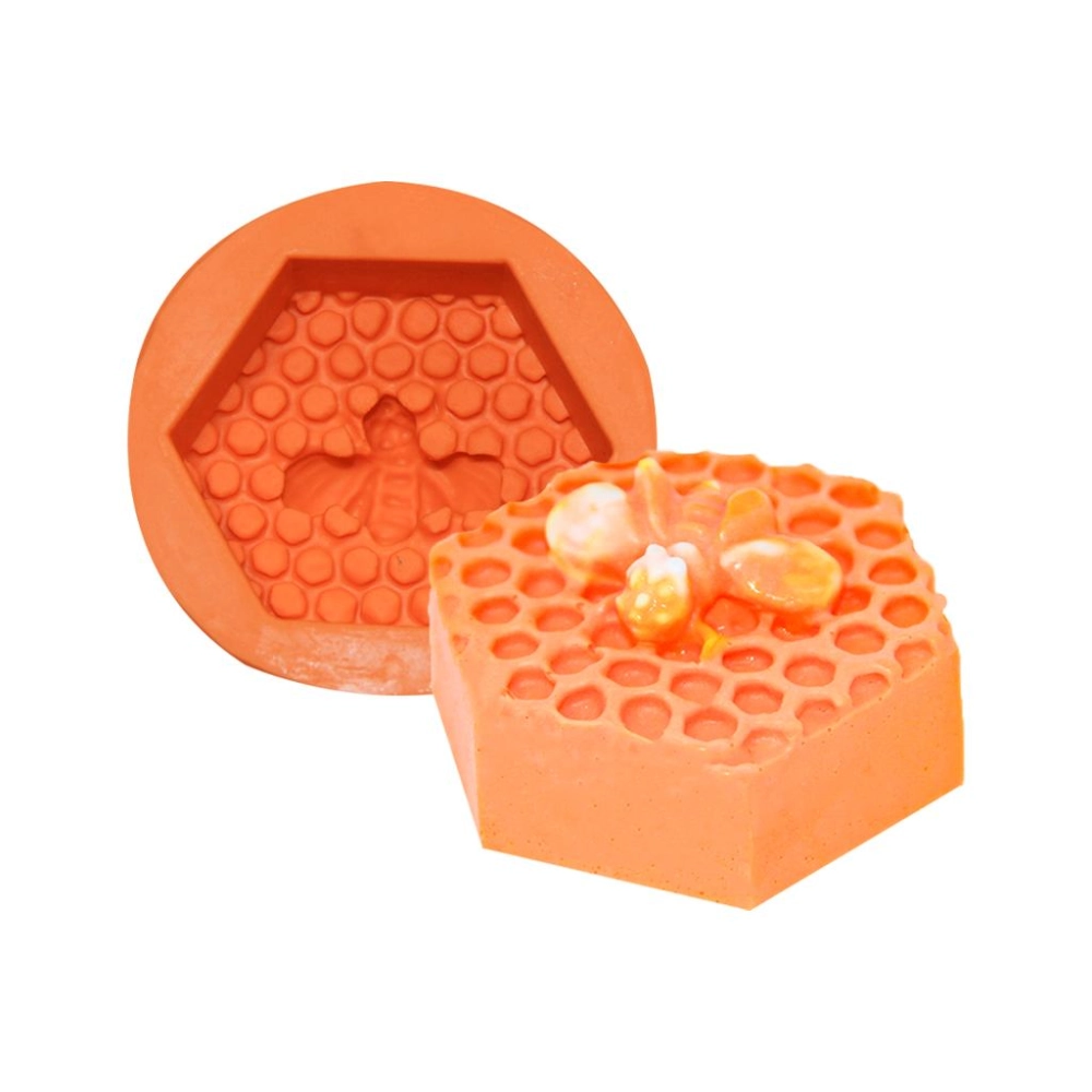 Molde De Silicone Favo De Mel Com Abelha Tam P