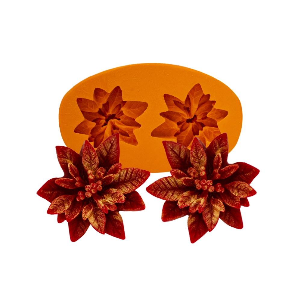 Molde De Silicone Flor De Natal 02 Cavidades