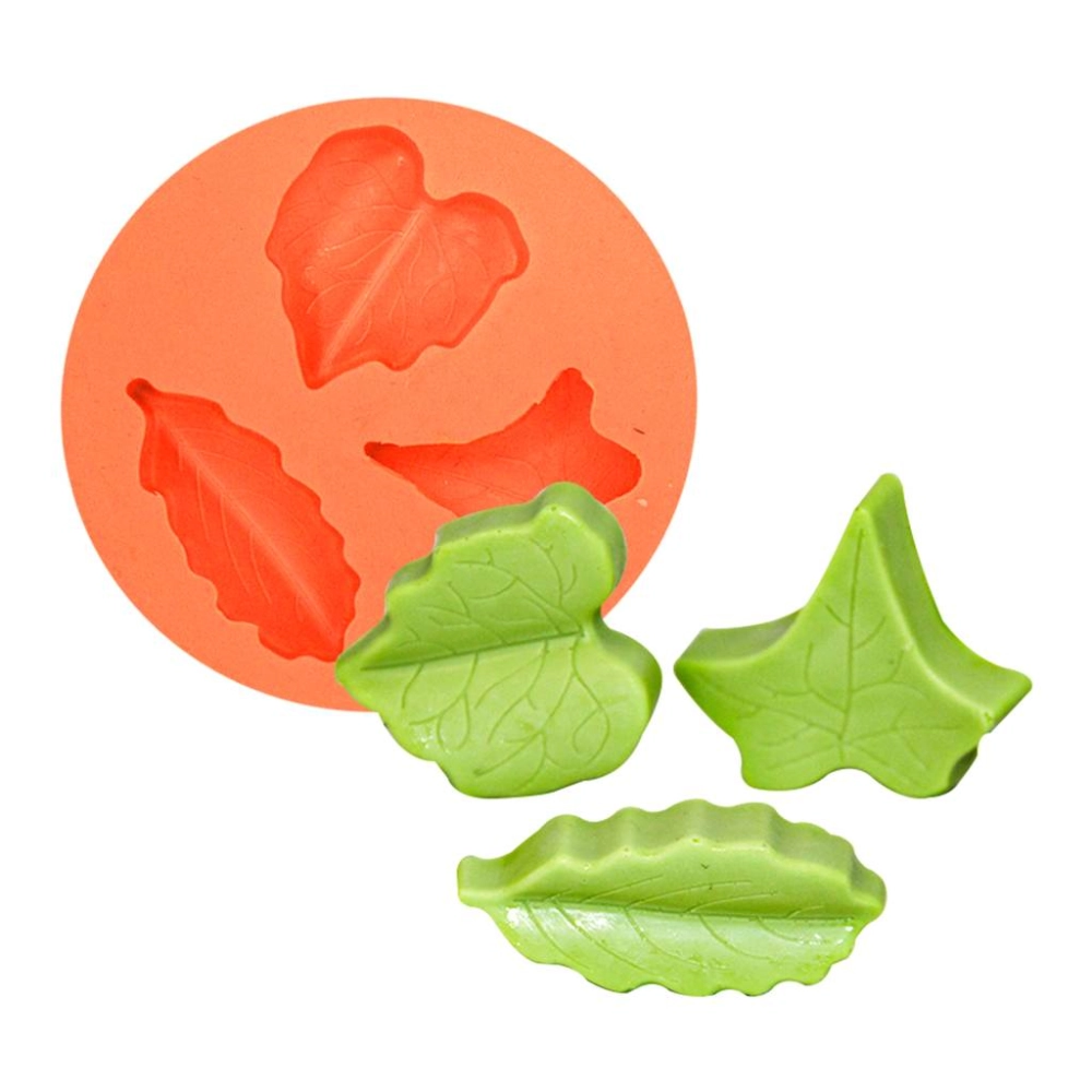 Molde De Silicone Folhas De Outono 3 Cavidades