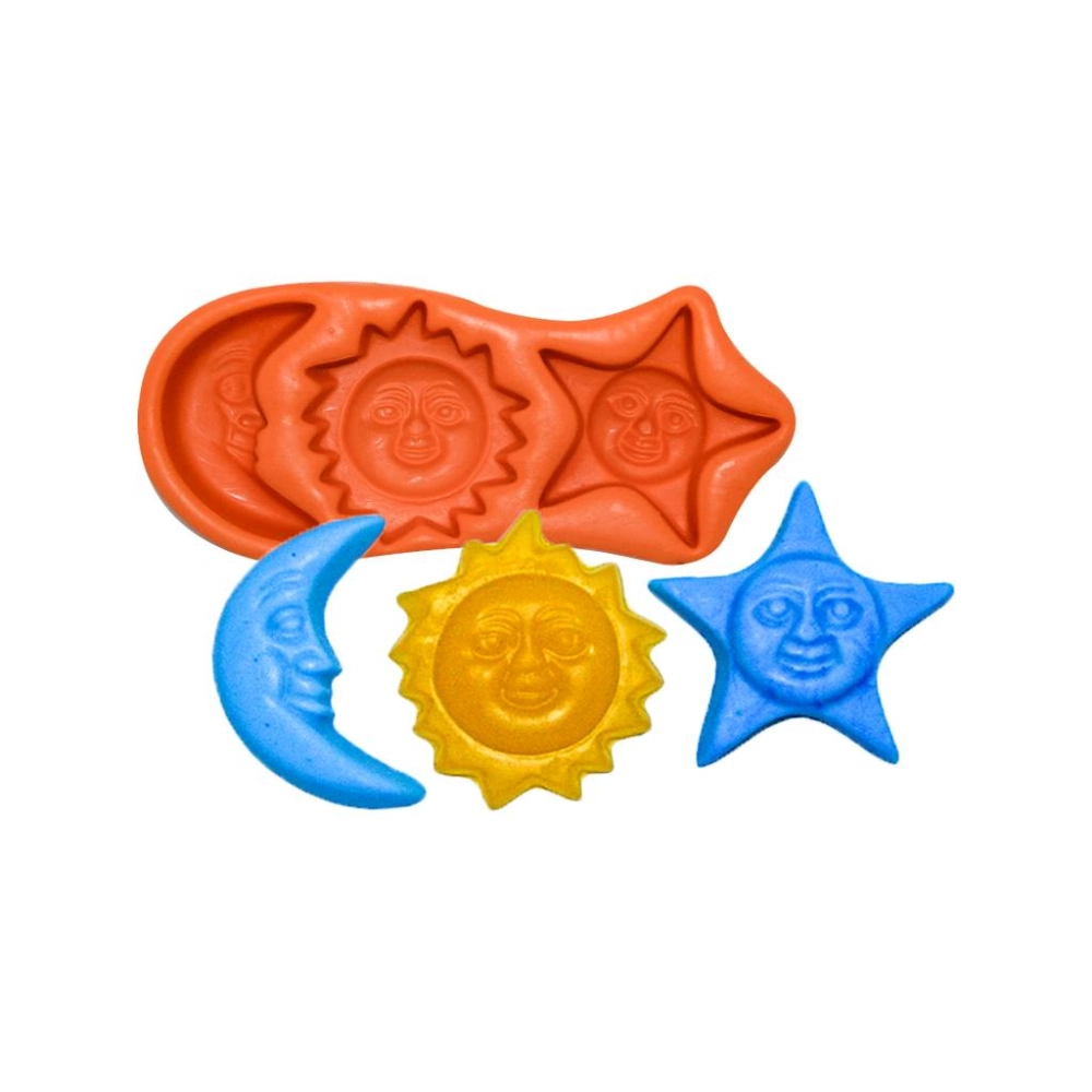Molde De Silicone Lua Sol e Estrela P