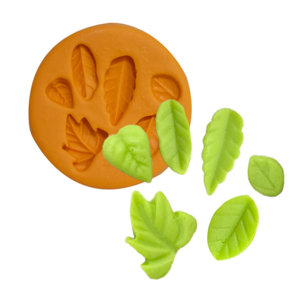 Molde De Silicone Mini Folhas 6 Cavidades