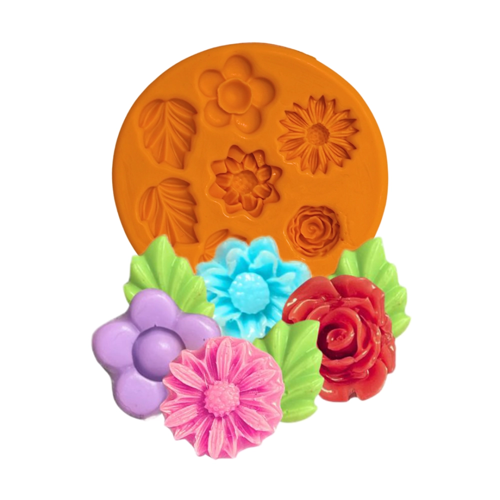 Molde De Silicone Mini Folhas e Flores 1