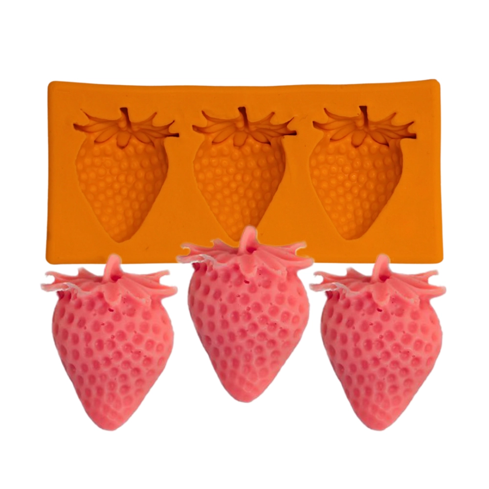 Molde De Silicone Mini Morangos 03 Cavidades