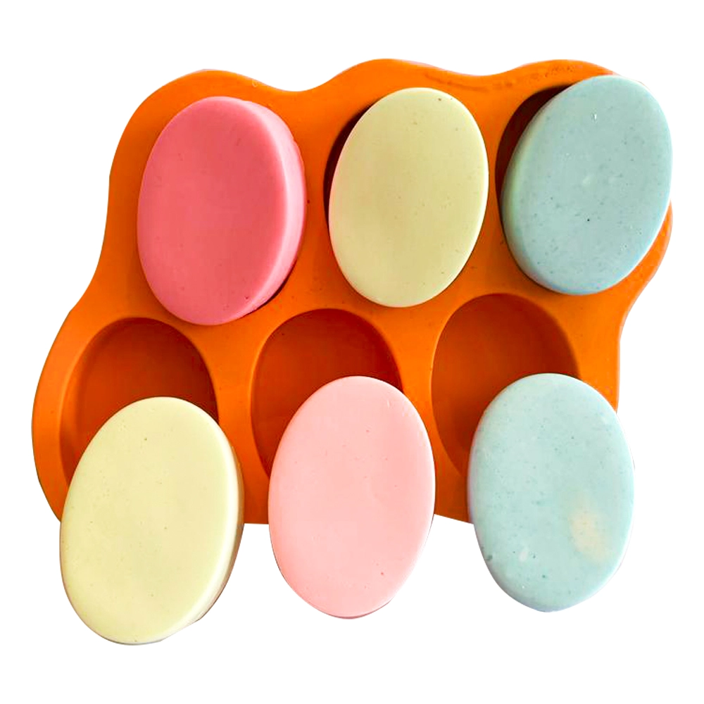 Molde De Silicone Oval Liso Grande Com 6 Cavidades