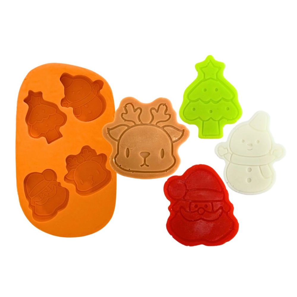 Molde De Silicone Personagens Natal Fofos 4 Cav