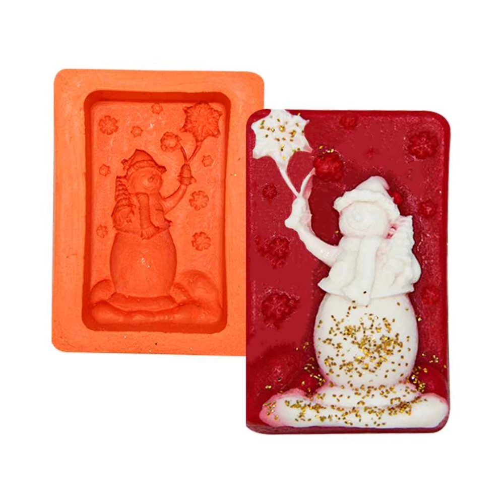 Molde De Silicone Retangular Boneco De Neve