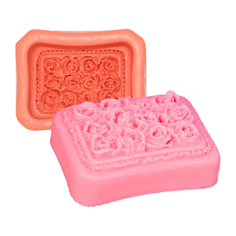 Molde De Silicone Retangular Com Rosas