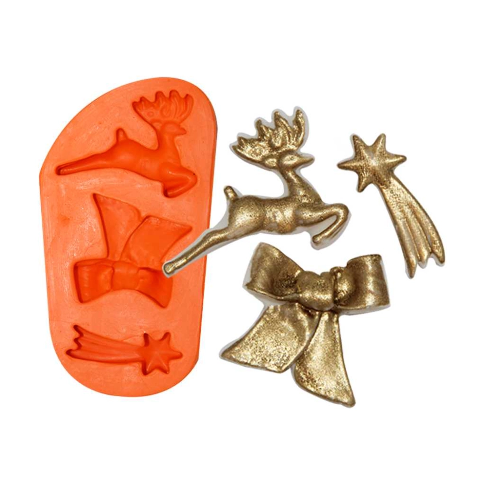 Molde De Silicone Símbolos De Natal 3 Cavidades