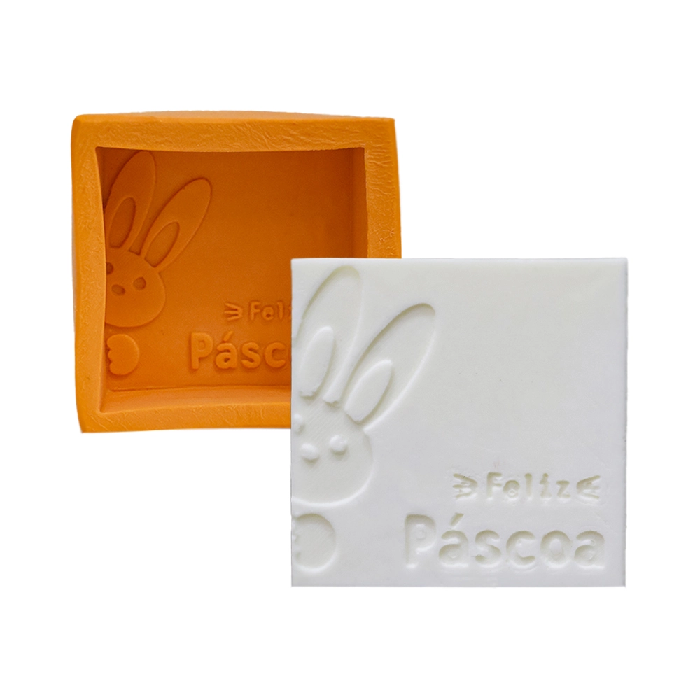 Molde De Silicone Sabonete Quadrado Feliz Páscoa