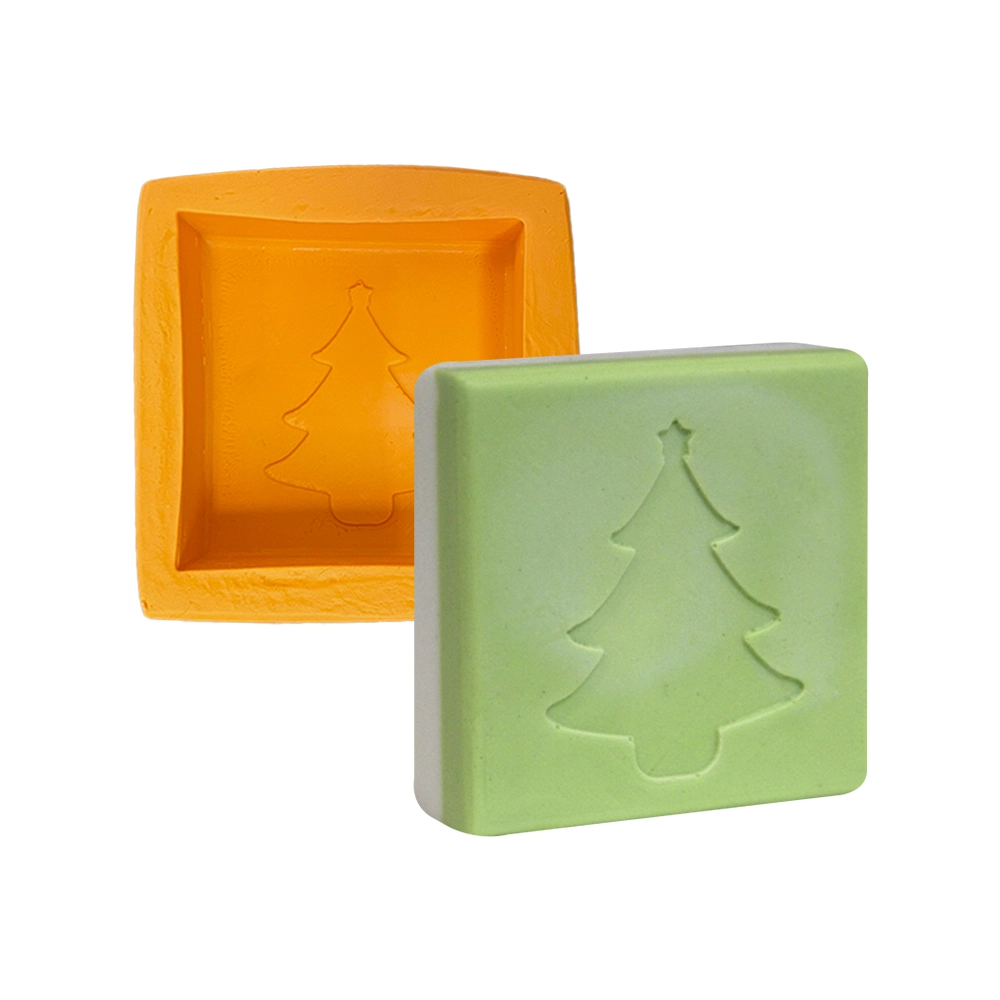 Molde De Silicone Sabonete Quadrado árvore Natal