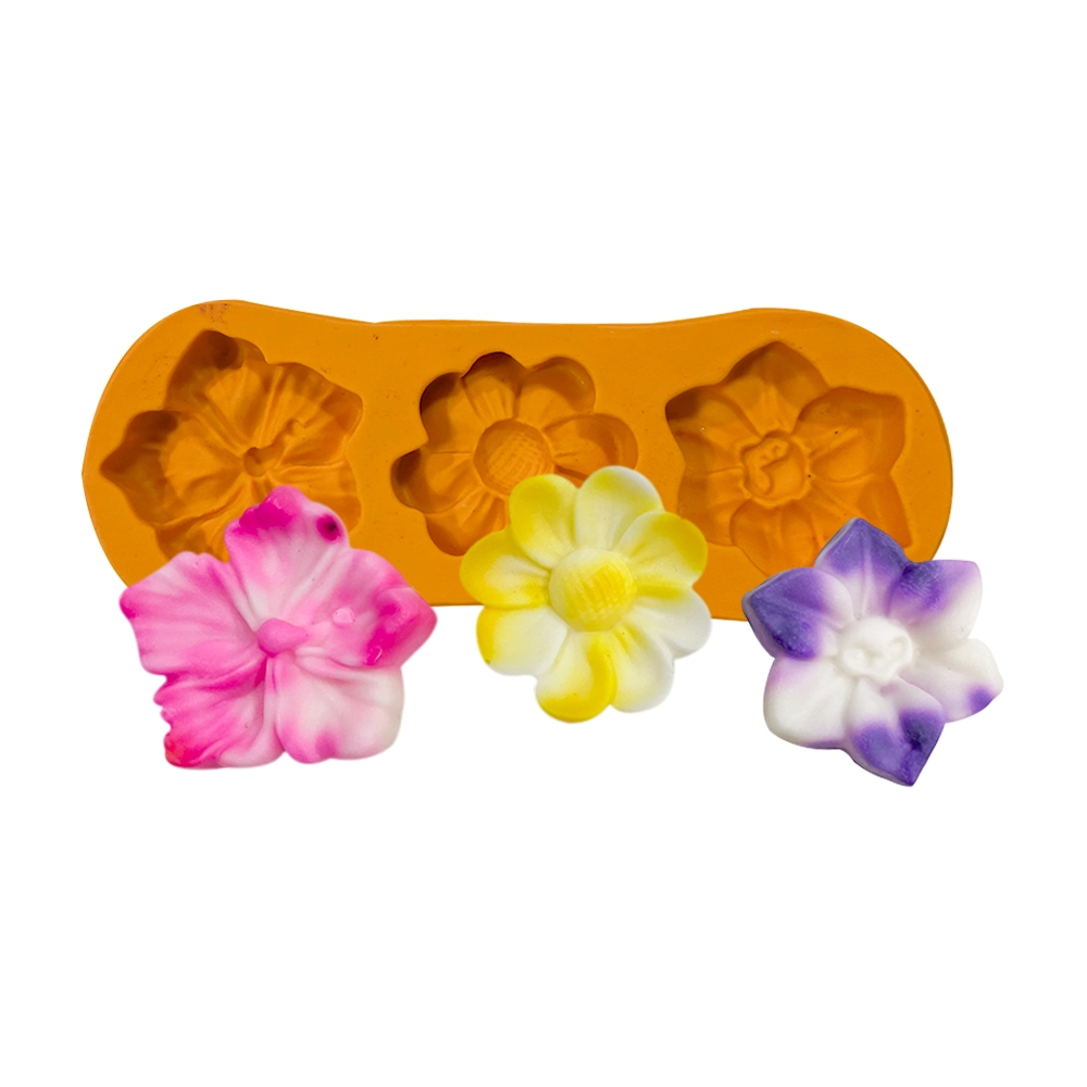 Molde De Silicone Trio De Flores Primavera 2