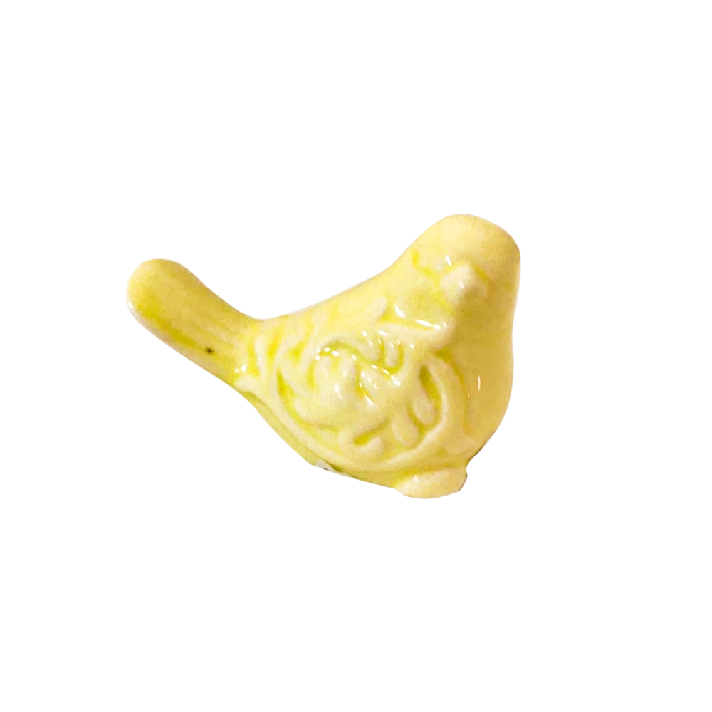 Passarinho De Cerâmica Amarelo