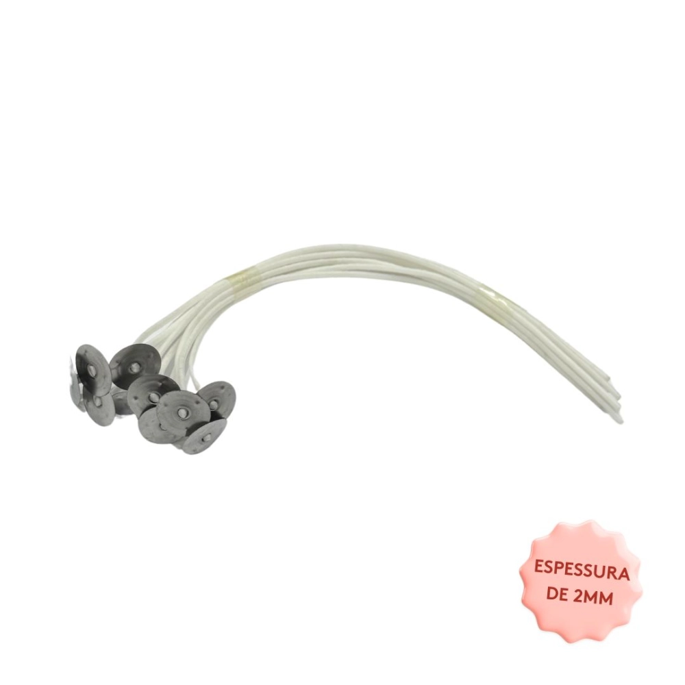 Pavio Médio Parafinado c/ ilhos A2040 21cm - 10und