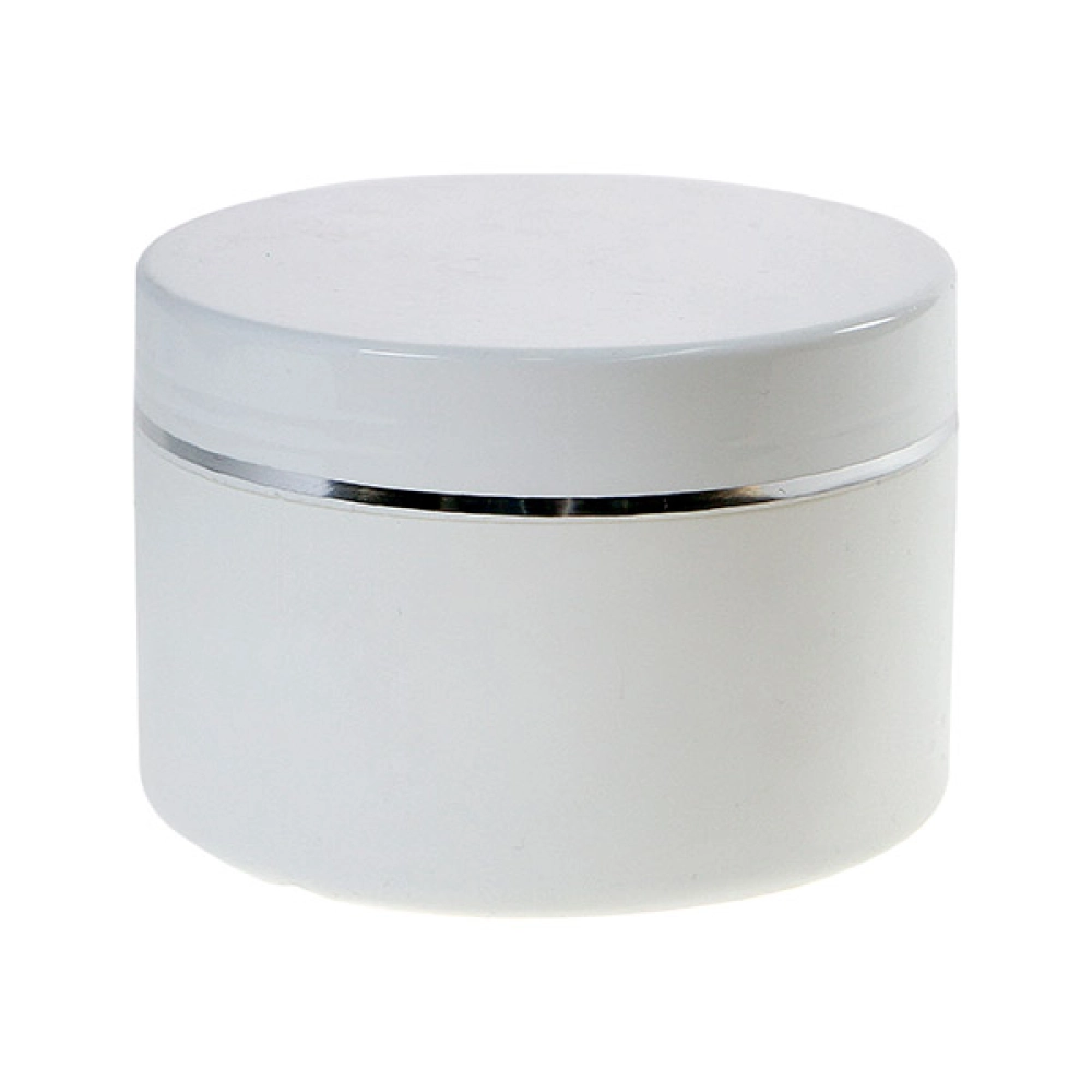 Pote Plástico Imaginare Branco C/ Friso Prata 250g