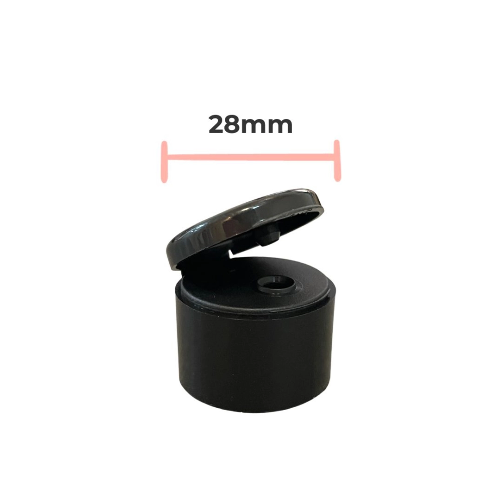 Tampa Flip top preta rosca 28/410mm