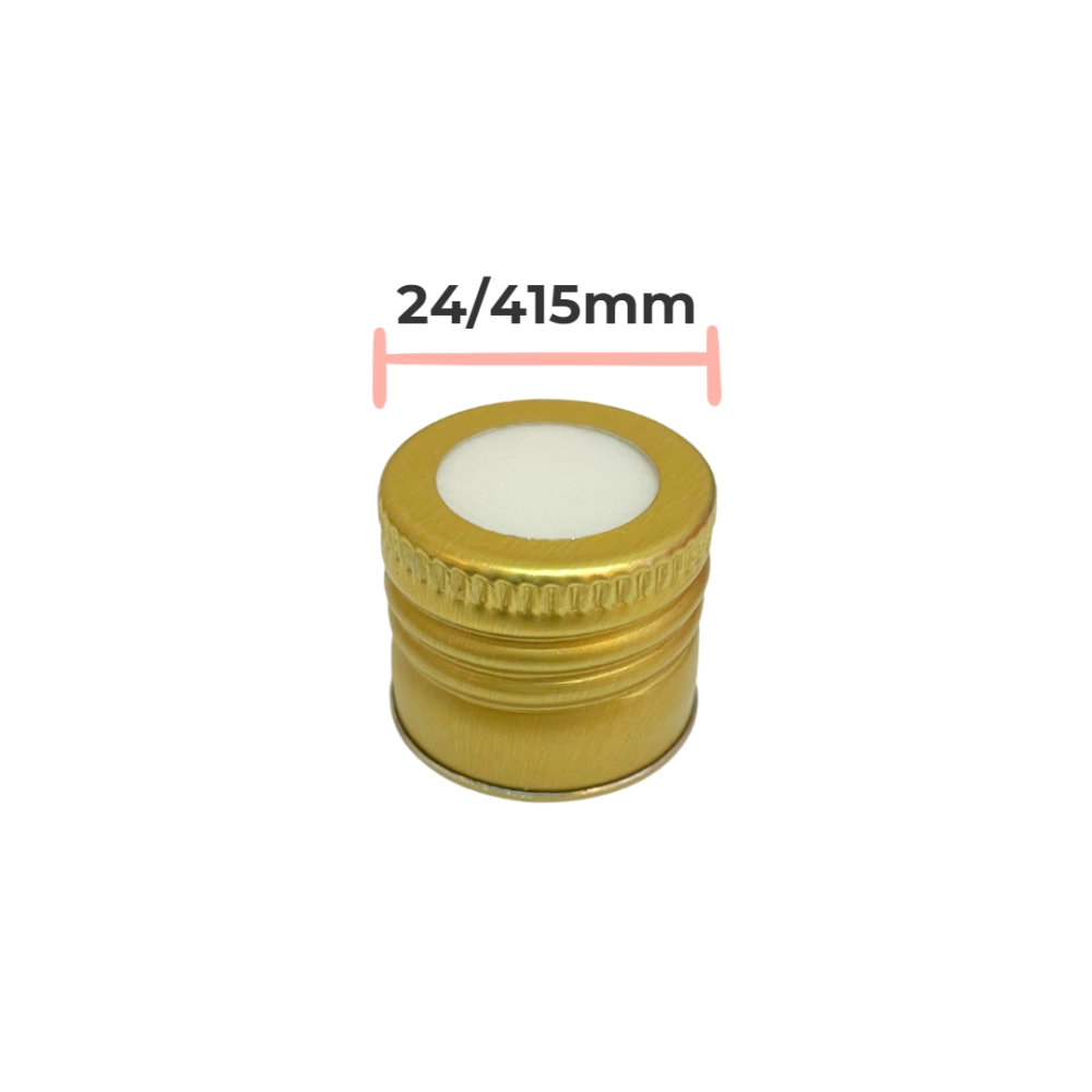 Tampa Furada Alumínio ouro rosca 24/415mm