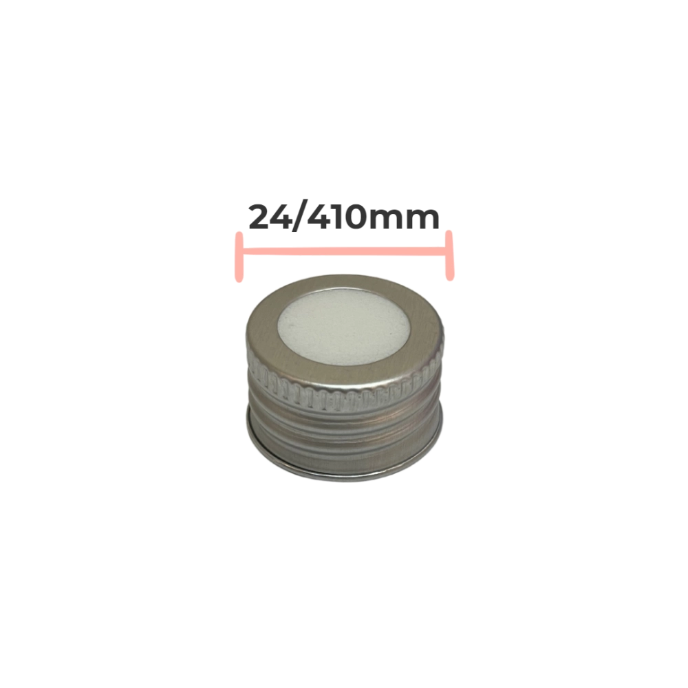 Tampa Furada Alumínio prata rosca 24/410mm