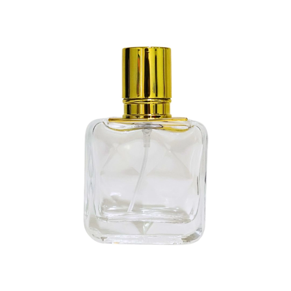 Vidro Colombia Incolor 30ml com válvula spray ouro