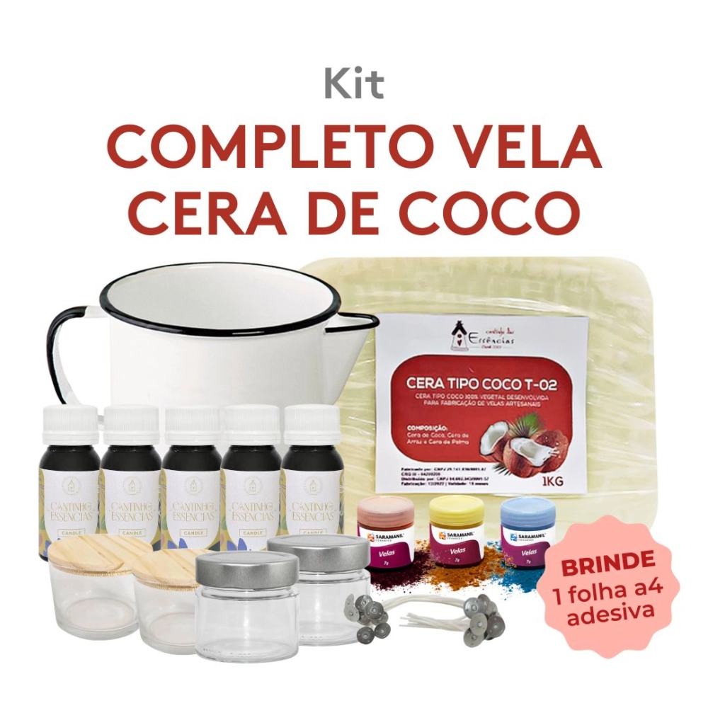 Kit Completo para vela Cera de Coco