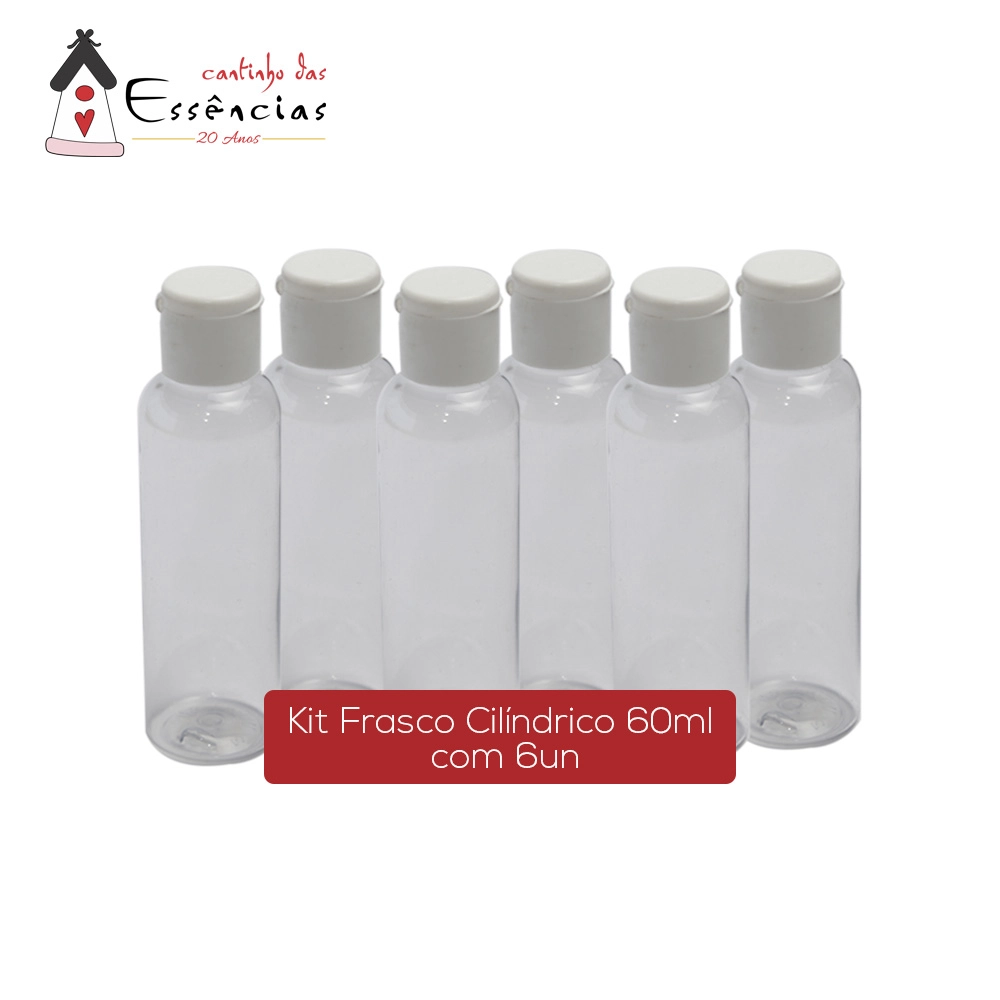 Kit Frasco Cilíndrico 60ml c/ tp flip top 06 unid.