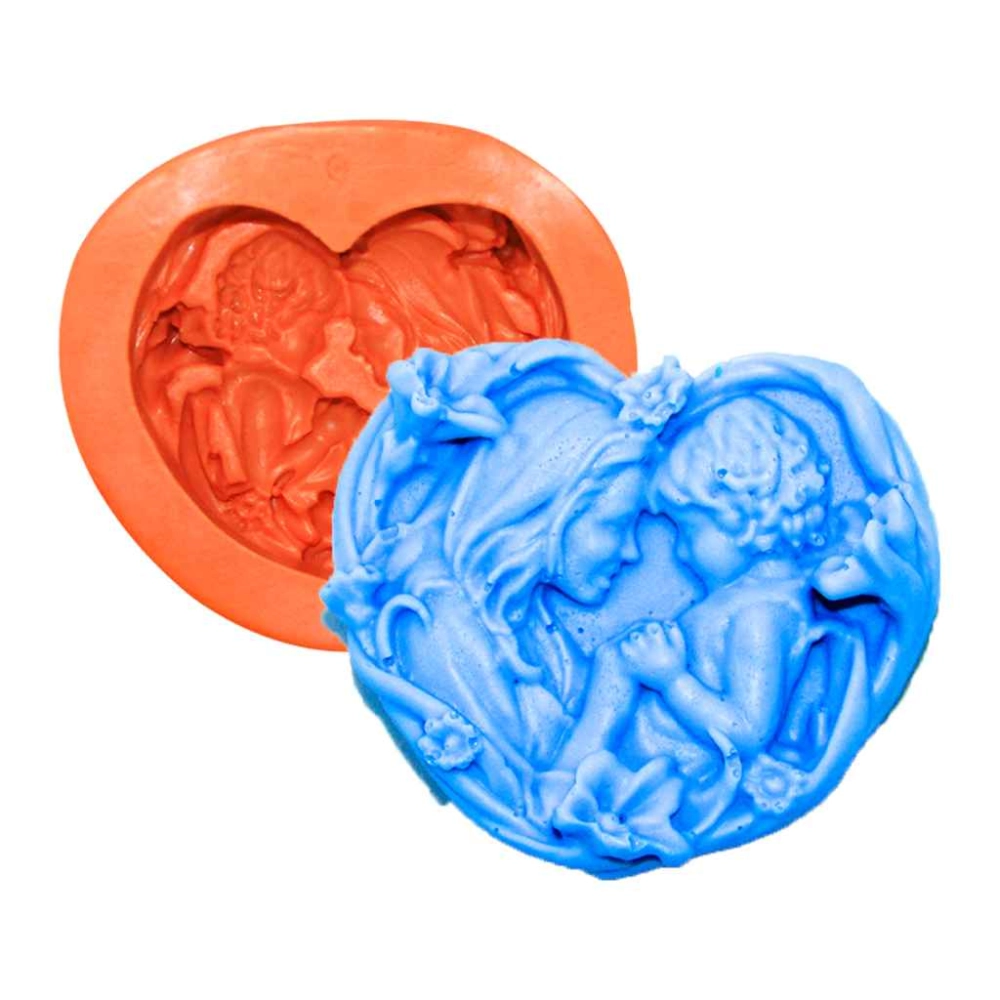 Molde de silicone Coraçao Mae e Filho