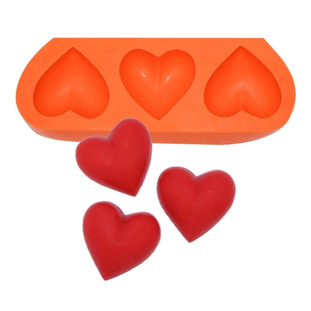 Molde de silicone Coração Abaulado 3 Cavidades