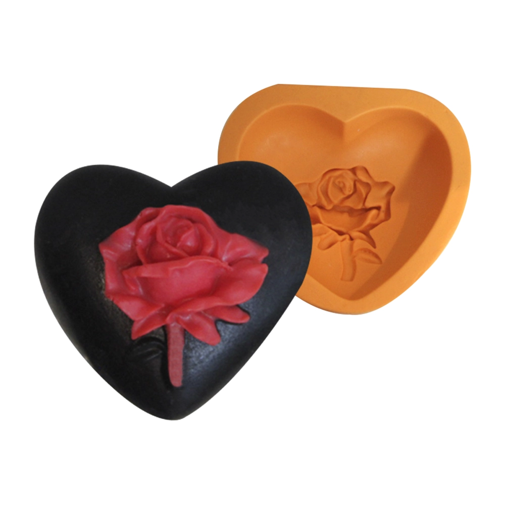 Molde de silicone Coração com Rosa Relevo