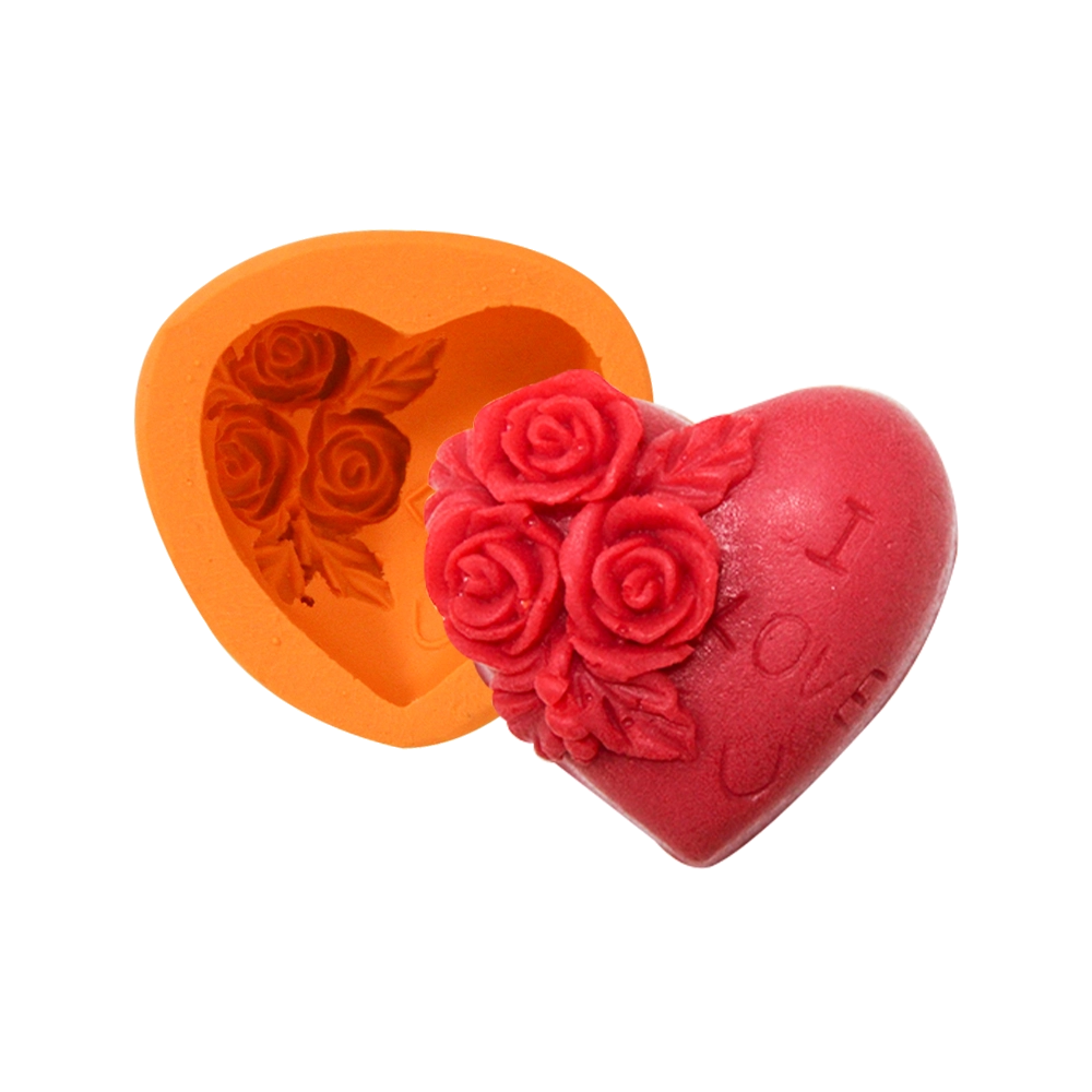 Molde de silicone Coração com Rosas I Love You