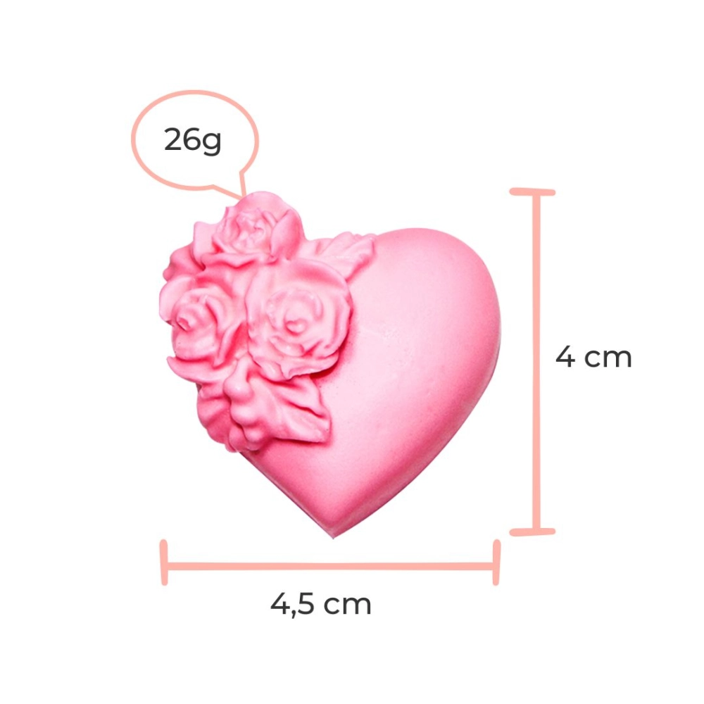 Molde de silicone Coração com Rosas P