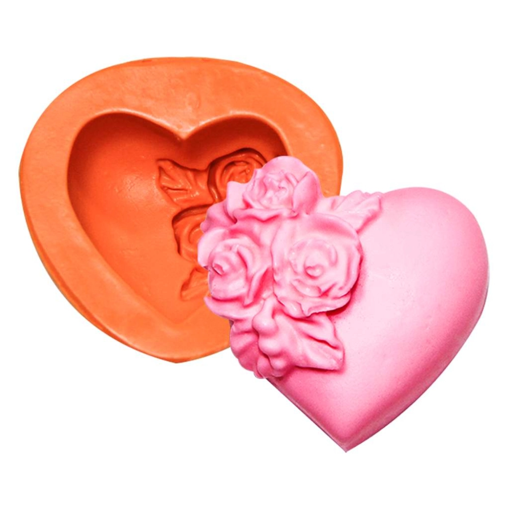 Molde de silicone Coração com Rosas P