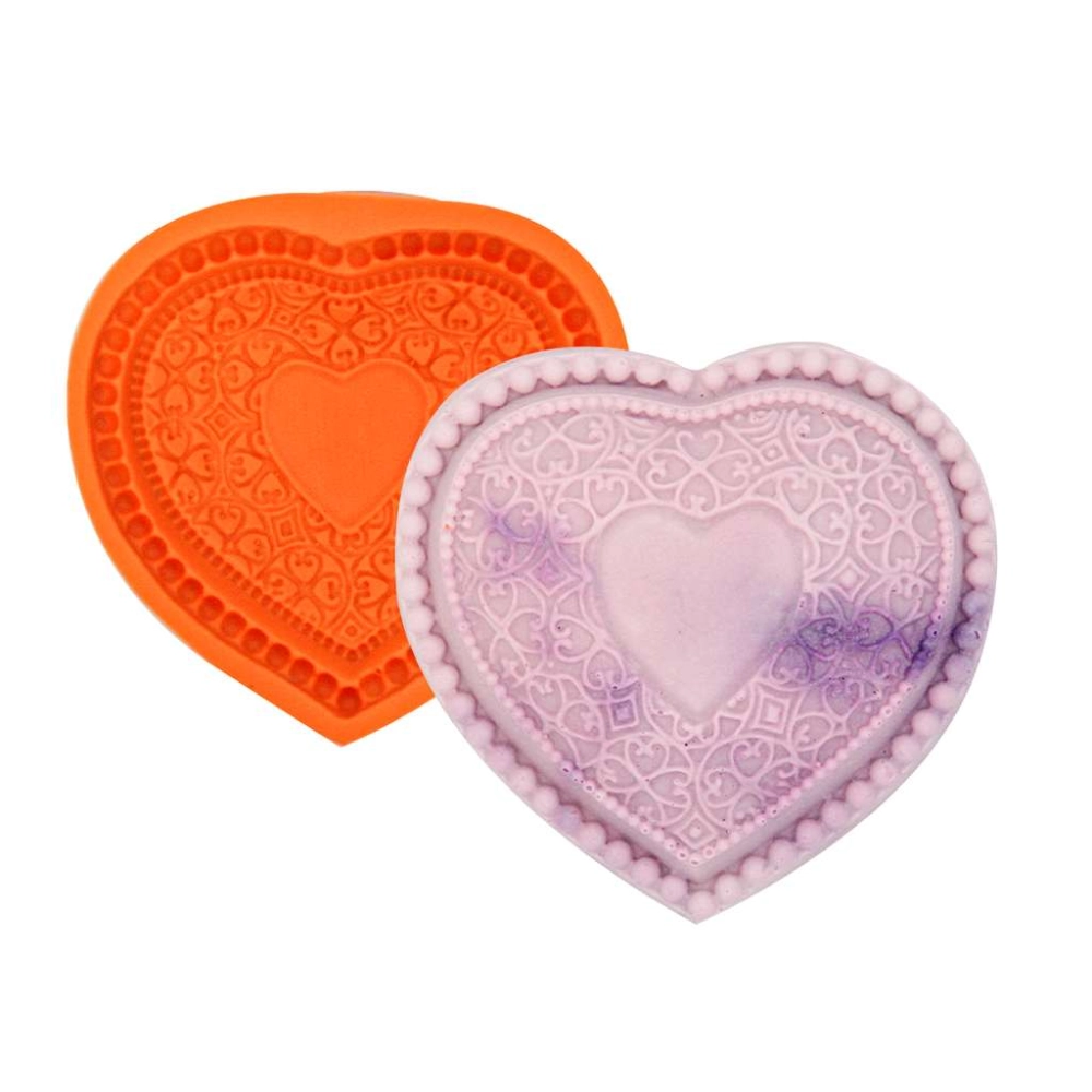 Molde de silicone Coração Decorado
