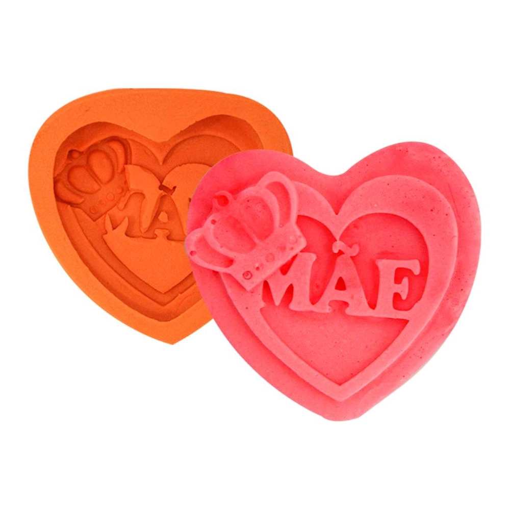 Molde de silicone Coração Mãe com Coroa