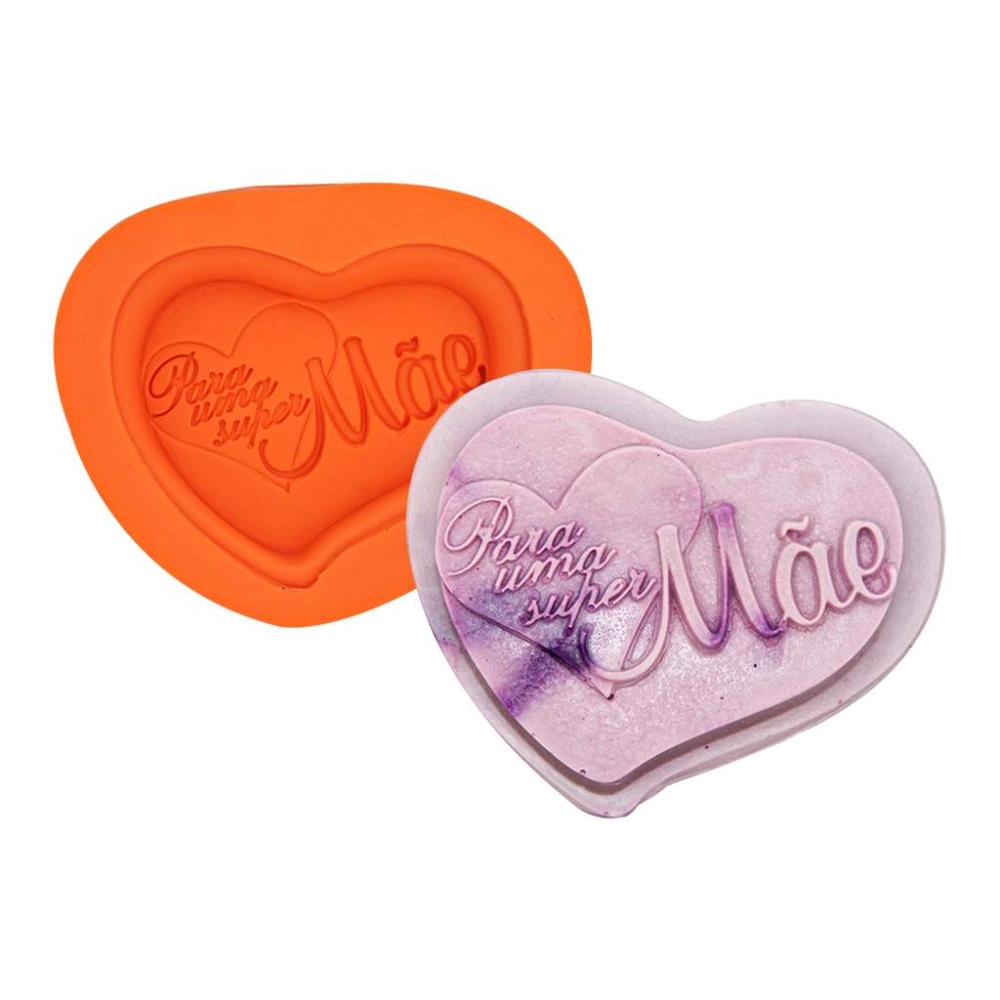 Molde de silicone Coração para uma Super Mãe 