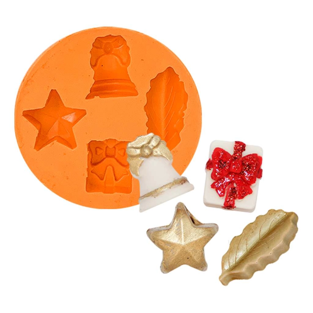 Molde de silicone Enfeites de Natal 4 Cavidades