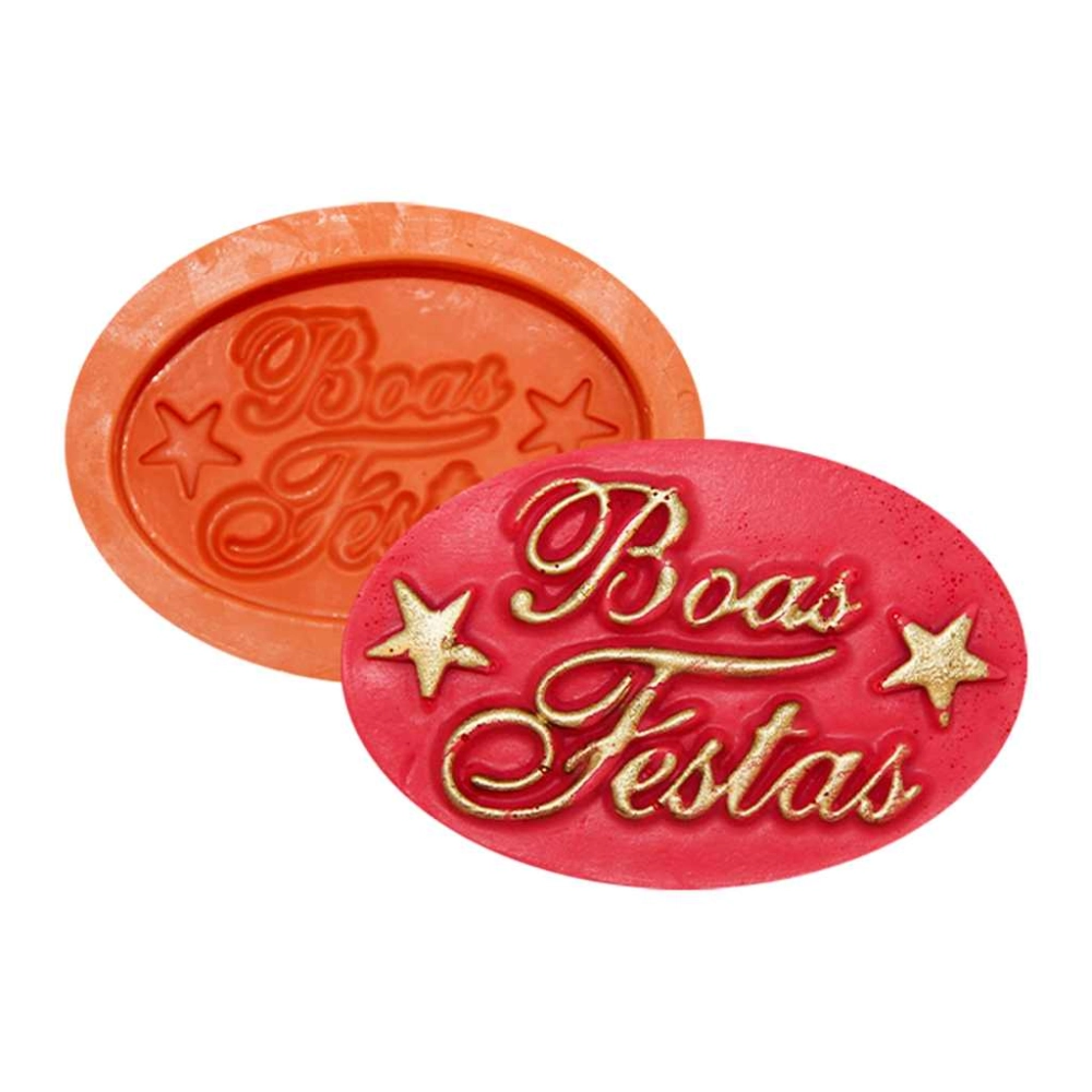 Molde de silicone Oval Boas Festas