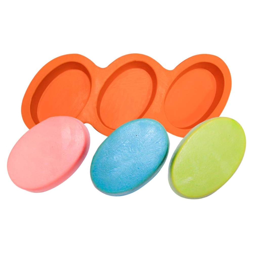 Molde de silicone Oval Liso Grande com 3 Cavidades