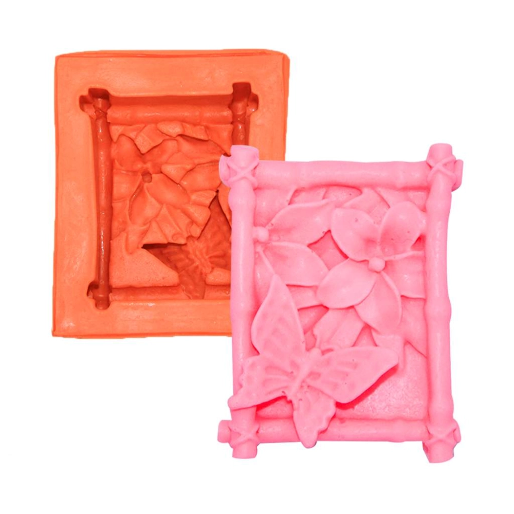 Molde de silicone Retangular Borboleta no Bambu