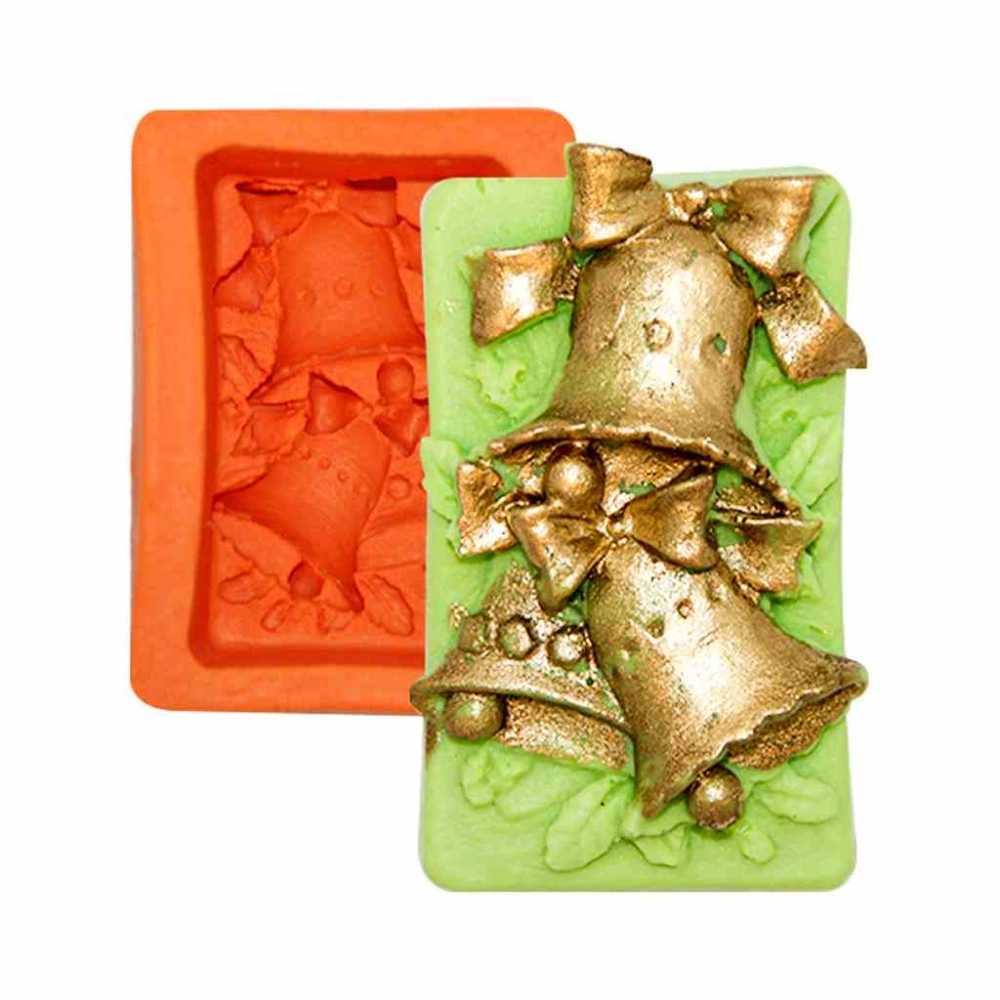 Molde de silicone Retangular Sinos de Natal