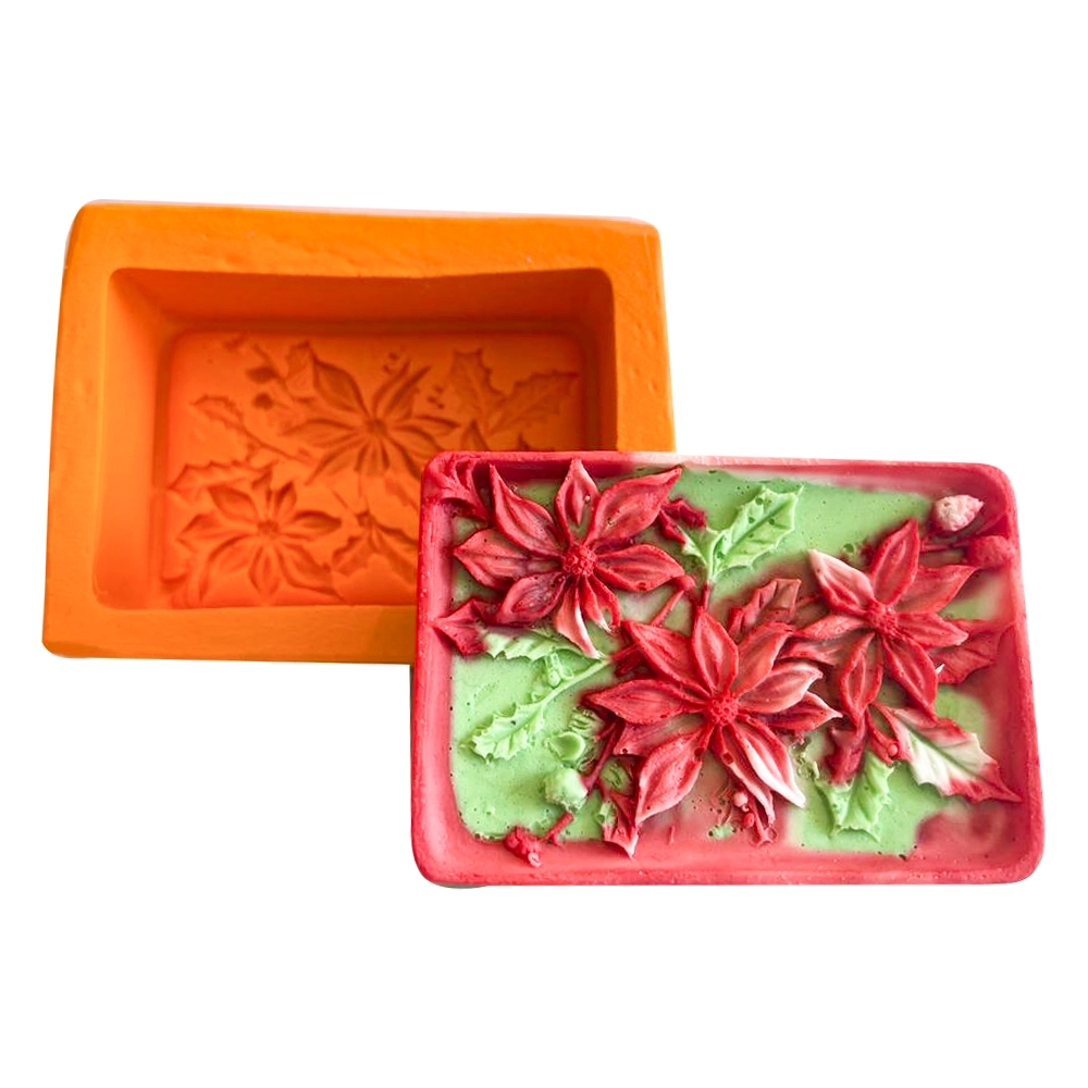 Molde de silicone Sabonete Flores de Natal 