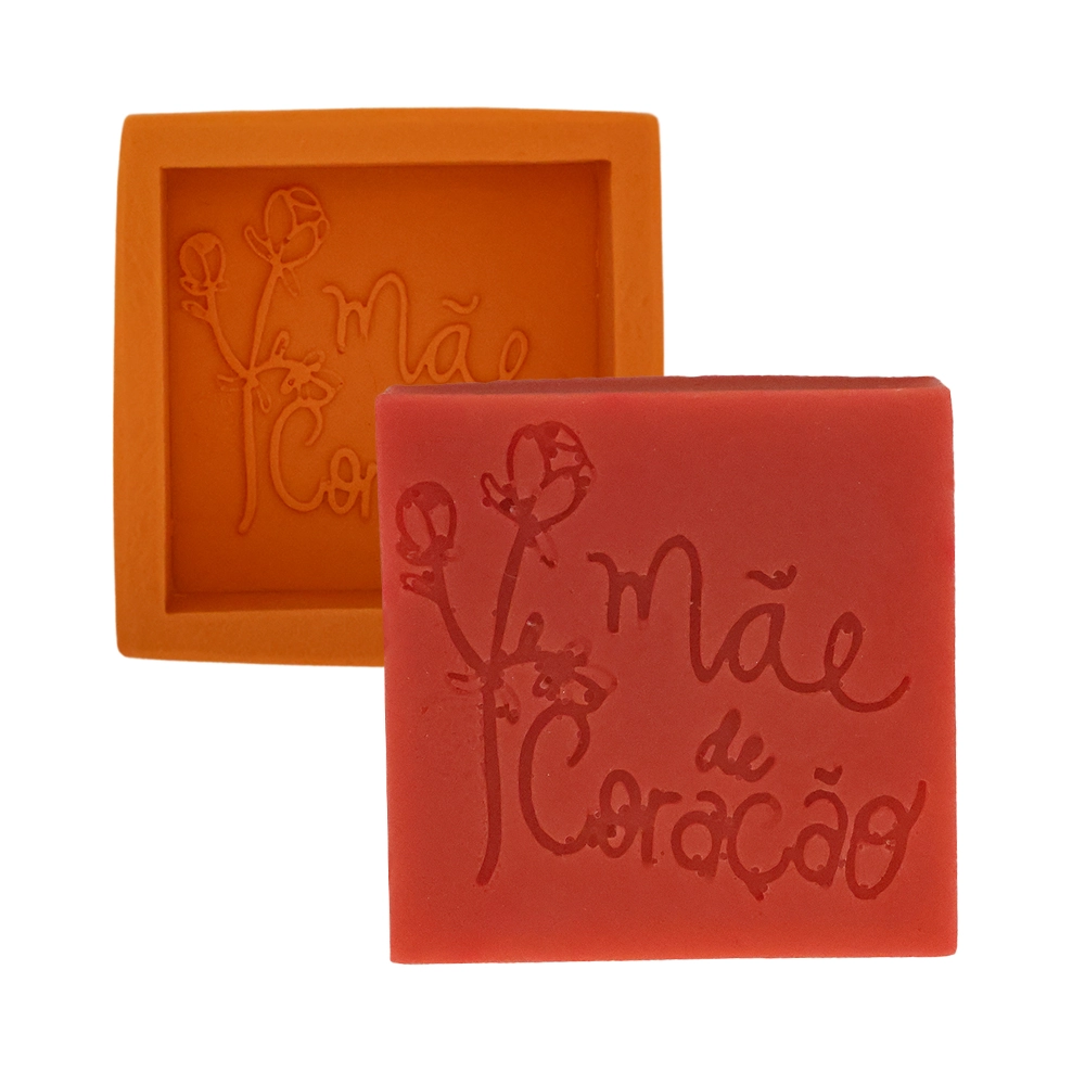 Molde de silicone Sabonete Quadrado Mãe de Coração