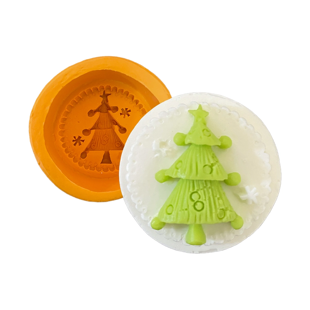 Molde de silicone Sabonete Redondo Árvore de Natal