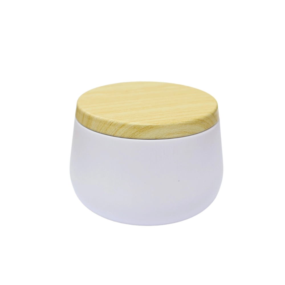 Pote Alumínio Branco 160ml c/ Tampa Amadeirada