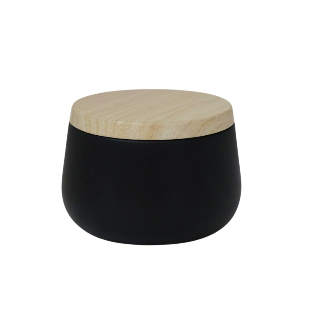 Pote Alumínio Preto 160ml c/ Tampa Amadeirada